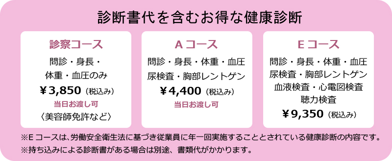 診断書代を含むお得な健康診断